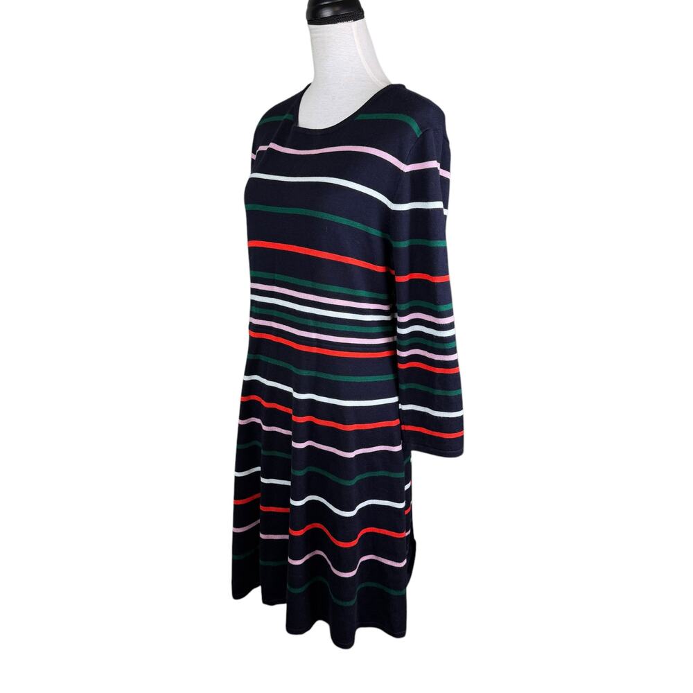 Vince Camuto Ottoman Dark Navy Multi Color Stripe 3/4 Sleeve Knit Sweater Dress - Picture 4 of 13